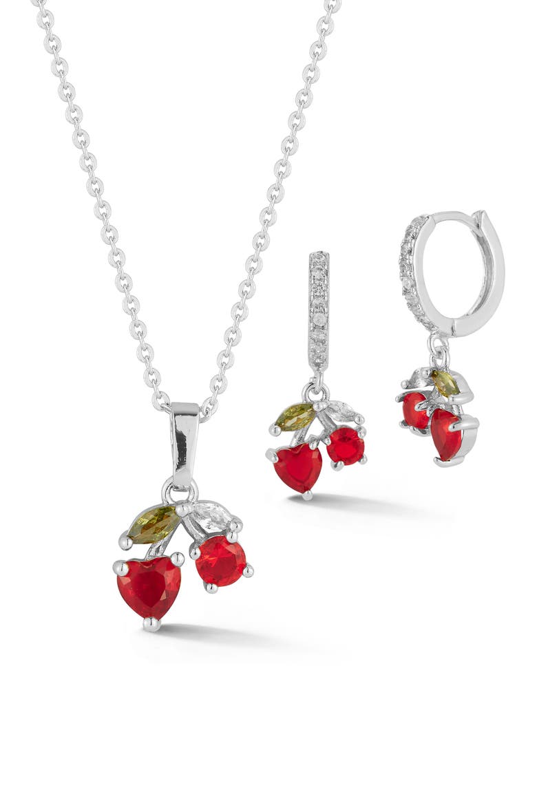 Gold-Plated Cherry Jewelry Set, Main, color, SILVER
