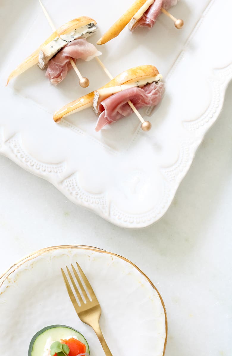 VIETRI Incanto Stone Lace Small Serving Platter, Alternate, color, White