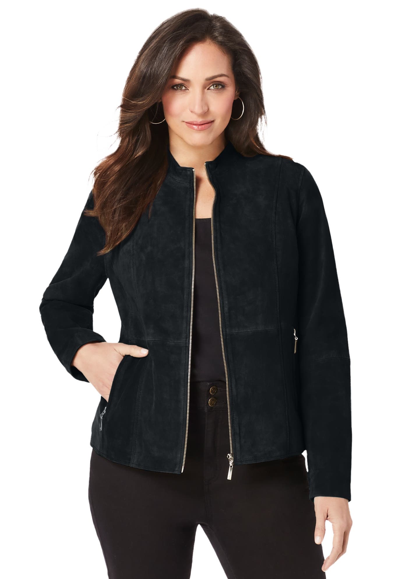 Suede Zip-Front Jacket