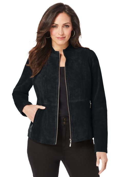 Suede Zip-Front Jacket (Plus Available)