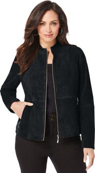 Jessica London Suede Zip Front Jacket