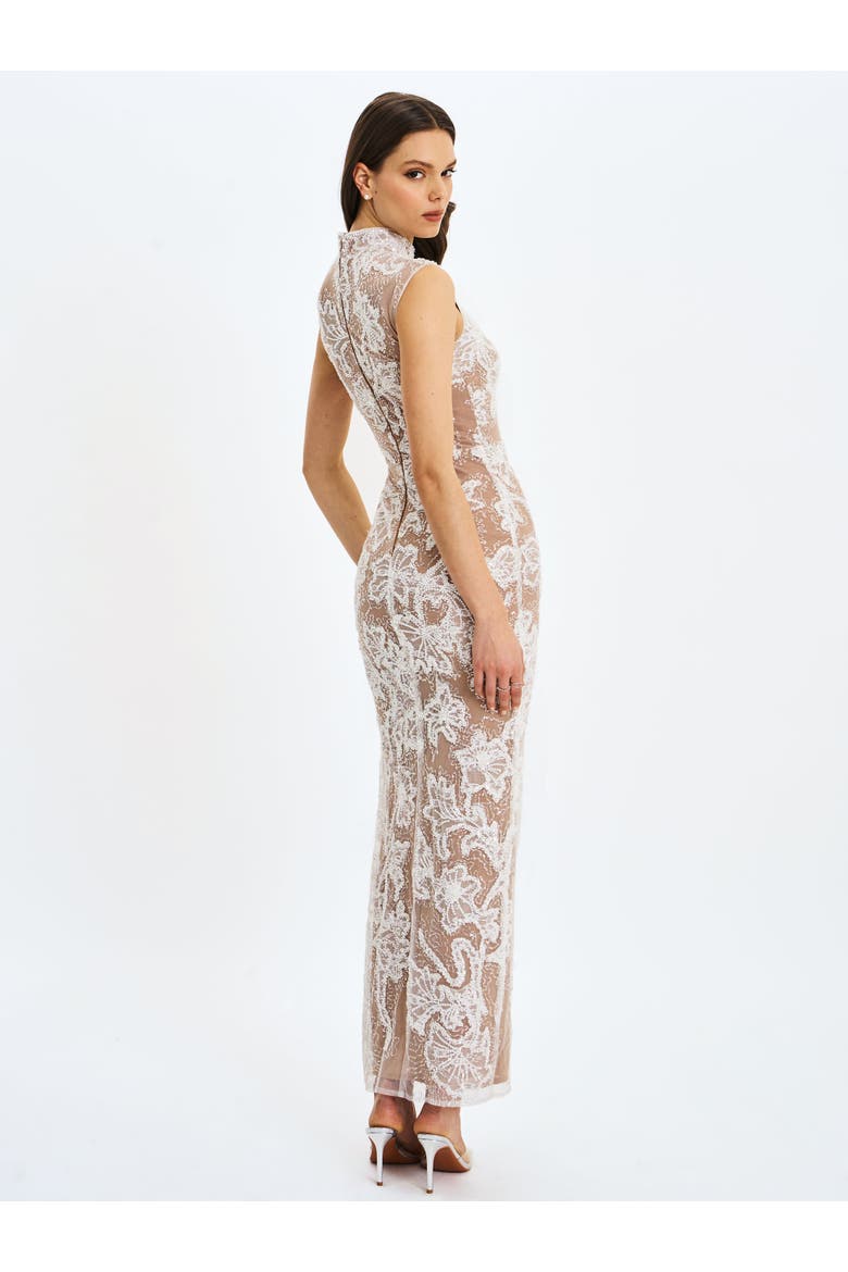 Tavia Beaded Teardrop Neckline Maxi Dress, Alternate, color, White