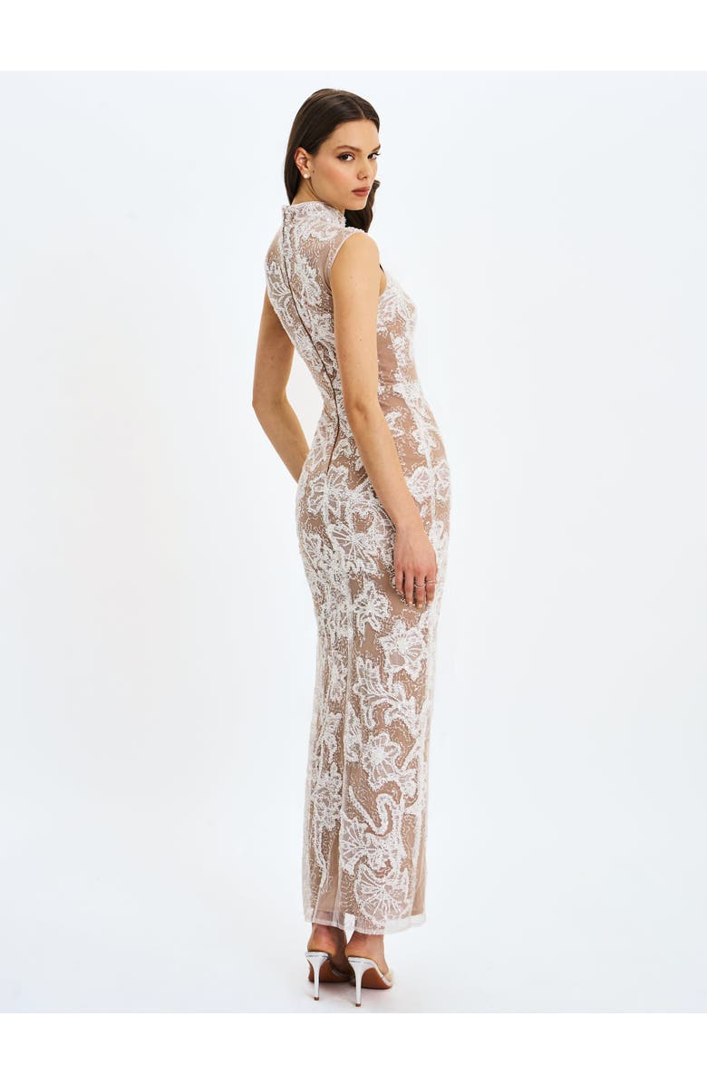 Miss Circle Tavia Beaded Teardrop Neckline Maxi Dress, Alternate, color, White