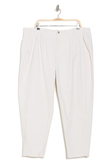 Eileen Fisher Pleated Tapered Ankle Pants In Undyed Natural