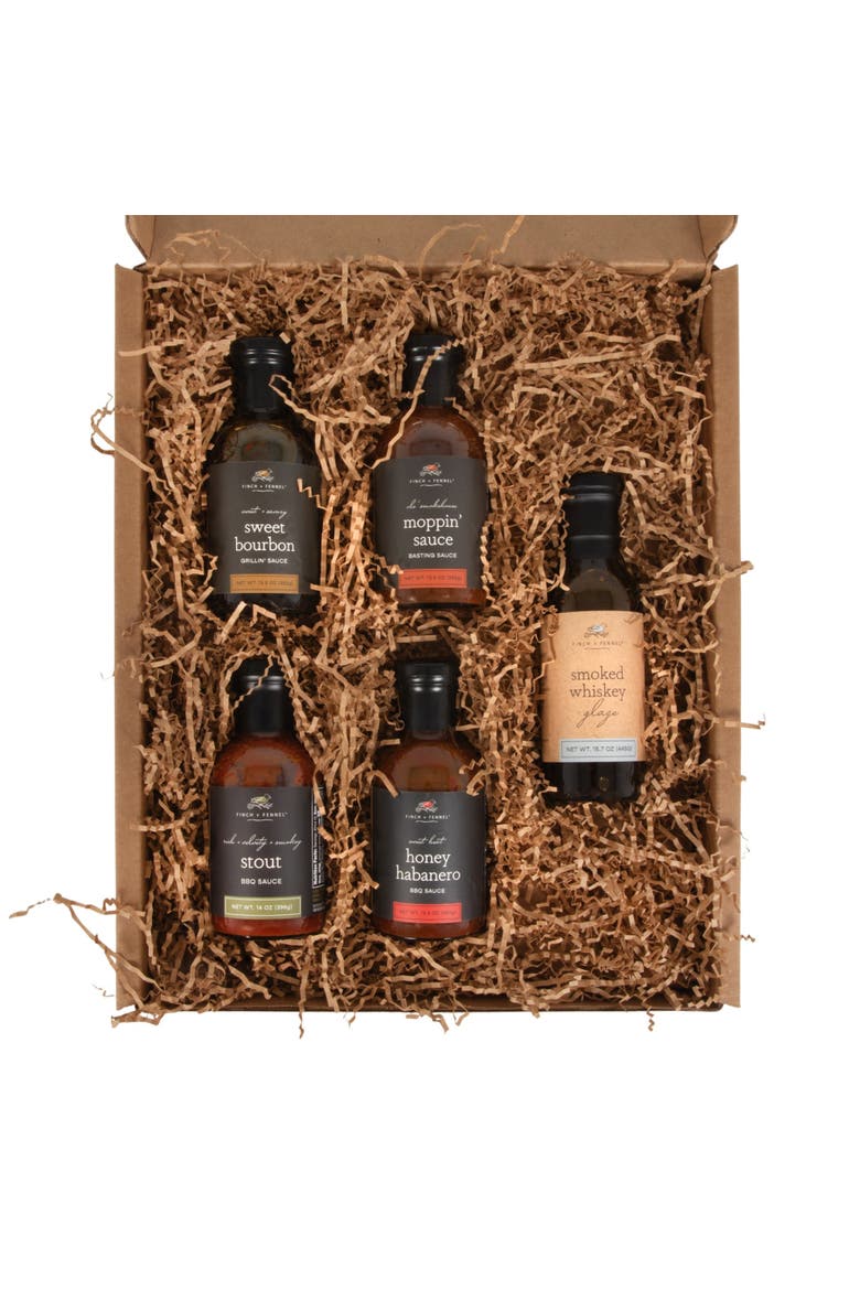 5-Piece BBQ Sauce Sampler Pack Gift Box, Alternate, color, Brown
