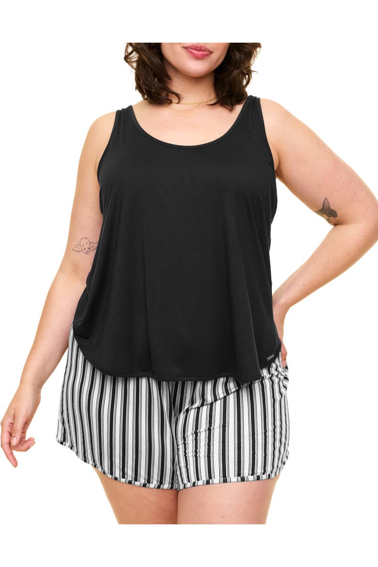 Balenda Pajama Tank And Shorts Set, Main, color, Stripe grey