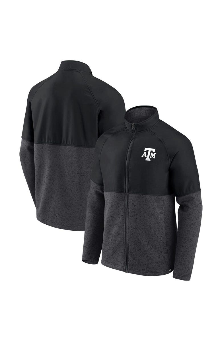 FANATICS Men's Fanatics Branded Black/Heathered Charcoal Texas A&M Aggies Durable Raglan Full-Zip Jacket, Main, color,