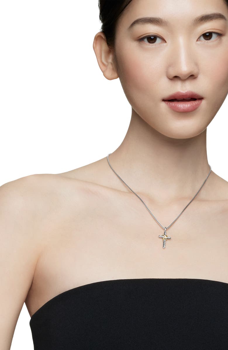 David Yurman Cross Necklace with Pavé Diamonds, Alternate, color, Diamond