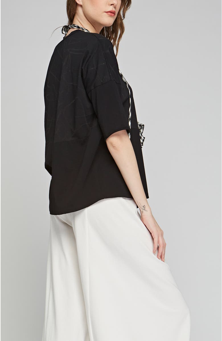 LUUKAA Knox Devore Cotton Jersey Blouse, Alternate, color, Black