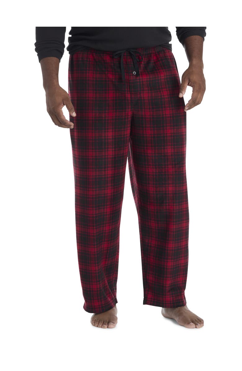 Harbor Bay by DXL Big & Tall Buffalo Check Fleece Lounge Pants, Main, color, Red