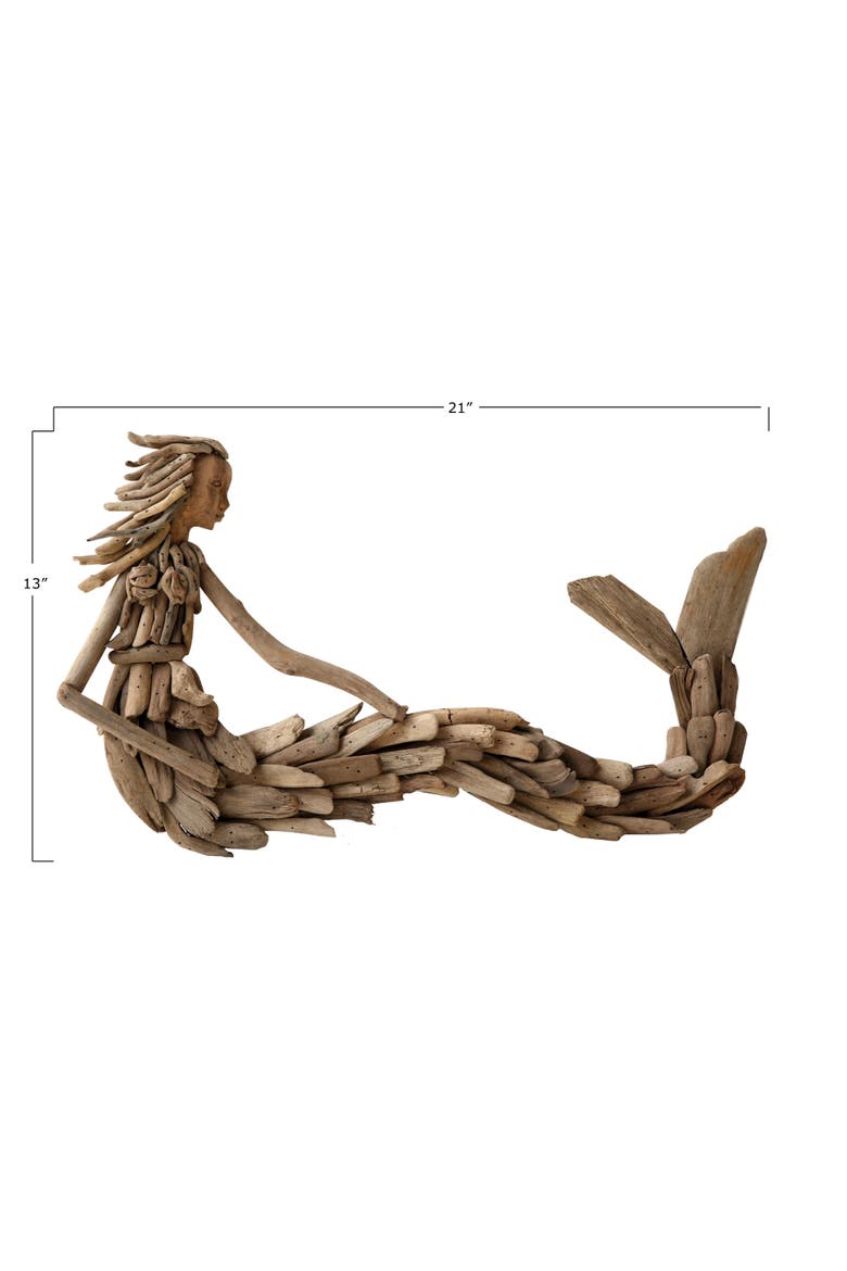Sitting Mermaid Wall Decoration, Alternate, color, Brown