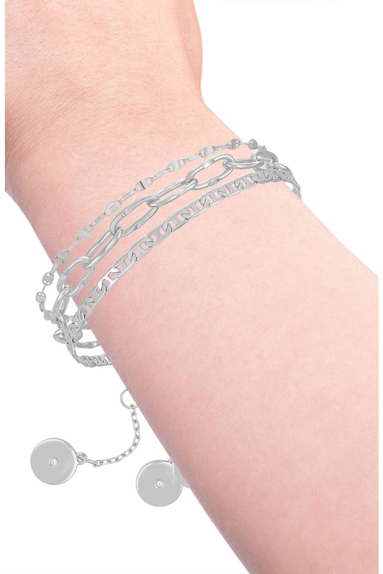 Stackable Bracelet Set, Alternate, color, Silver Tone
