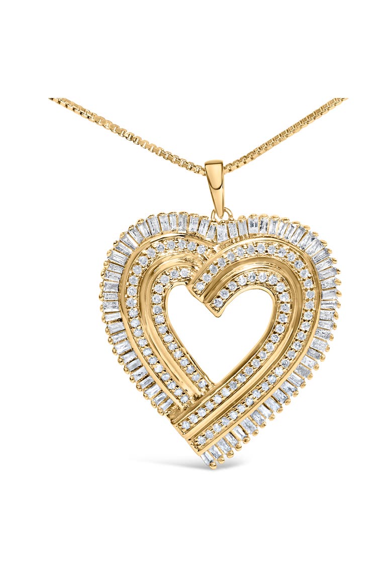 14K Yellow Gold Plated Silver 1/4 Cttw Diamond Composite Heart Pendant Necklace, Alternate, color, Yellow