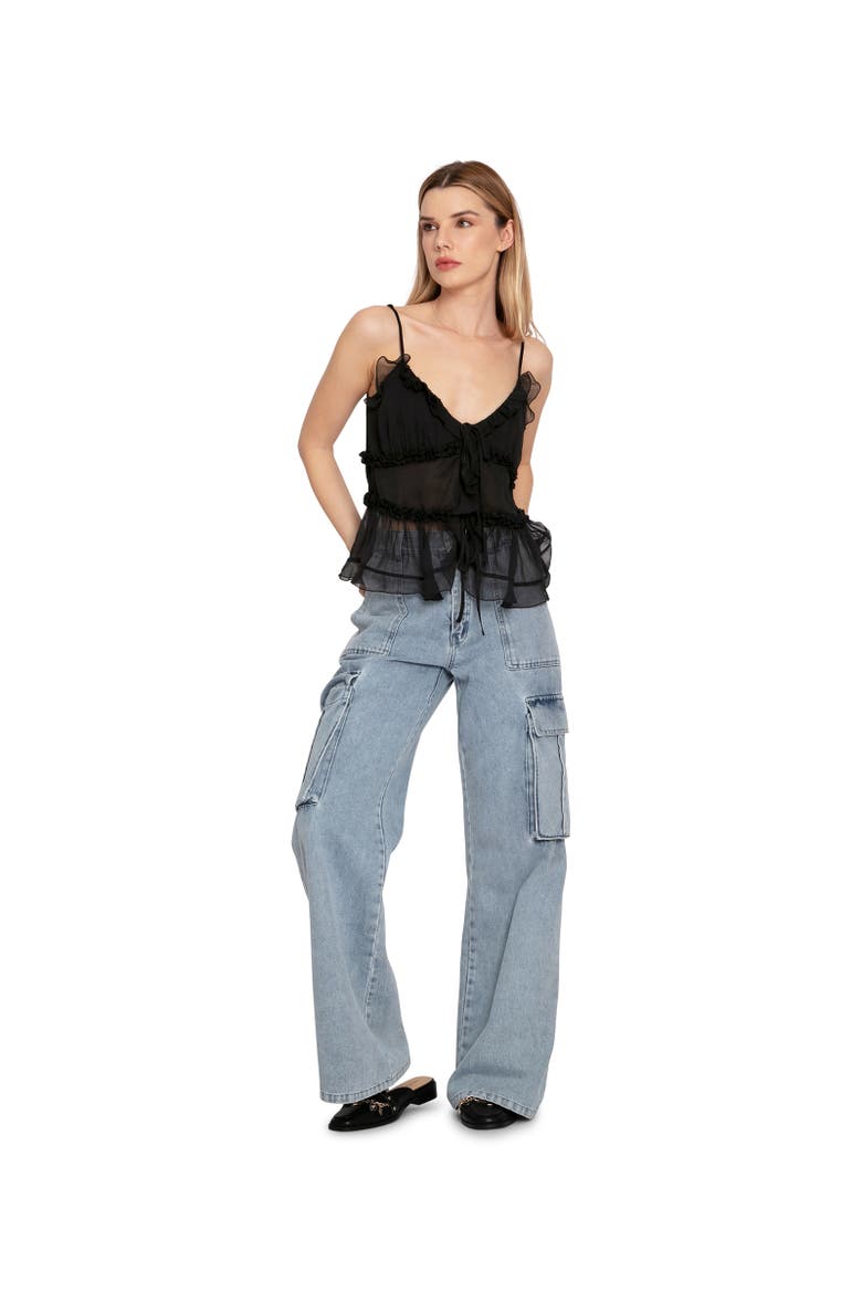 Heart Of Glass Chiffon Cami, Alternate, color, Black