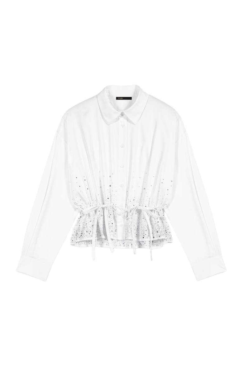 Cotton shirt with rhinestones, Alternate, color, White