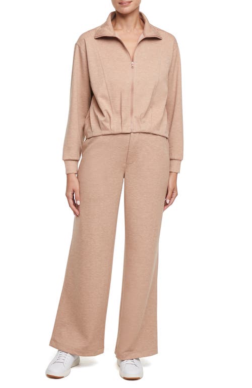 Three Dots Bubble Hem Full Zip Jacket In Brown