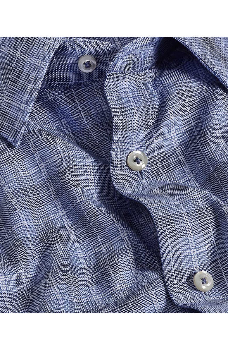 David Donahue Trim Fit Exploded Check Cotton Dress Shirt, Alternate, color, Blue/ Navy