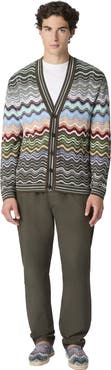 Missoni Cotton And Viscose Chevron Cardigan With Greek Motif