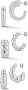 CHLOE AND MADISON Set of 3 Hoop Earrings