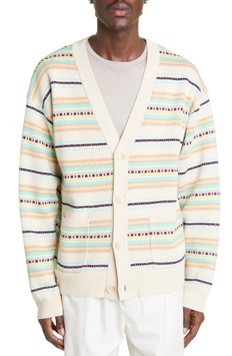 John Elliott Men's Nogales Stripe Cardigan, Main, color, 