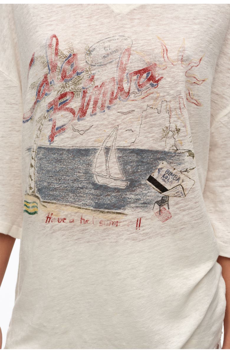 Bimba y Lola Faded Linen Bimba Cala Logo T-Shirt, Alternate, color, Ivory