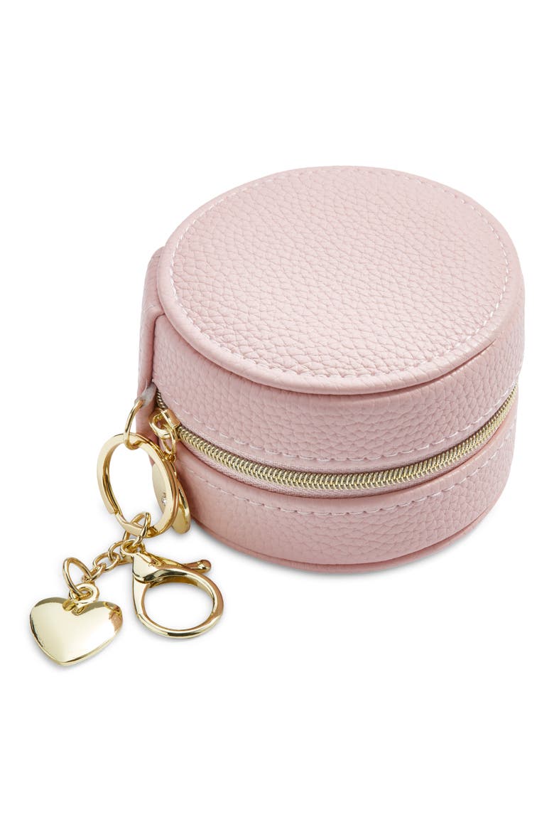 Mini Jewelry Box with Key Chain Charm, Main, color, PINK- GOLD HEART