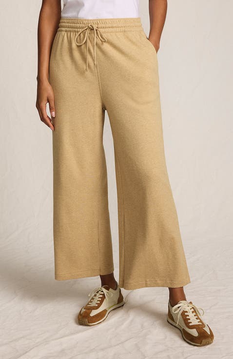 Sport Knit Pull On Drawstring Wide Leg Crop Pants