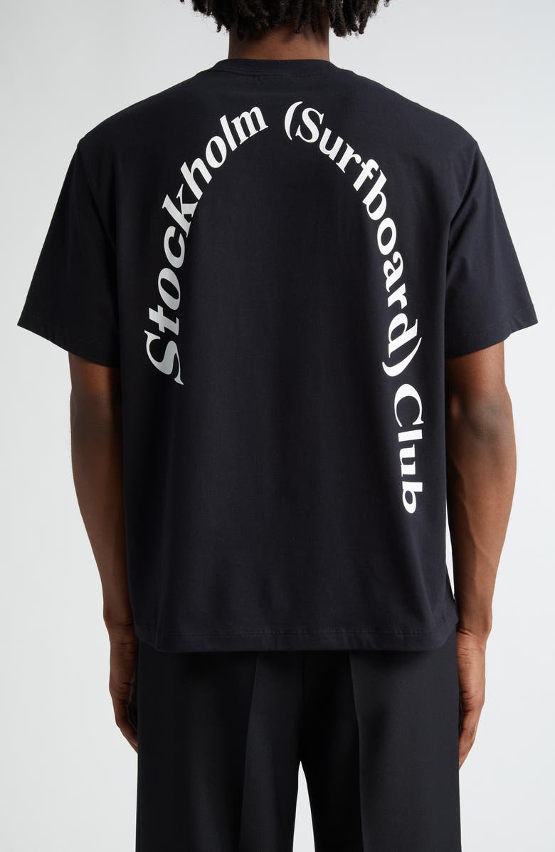 STOCKHOLM SURFBOARD CLUB Back Logo Organic Cotton Graphic T-Shirt, Alternate, color, Black