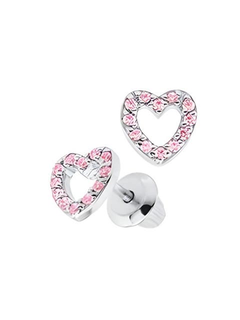 Open Heart Sterling Silver Earrings (Toddler, Little Kid & Big Kid)