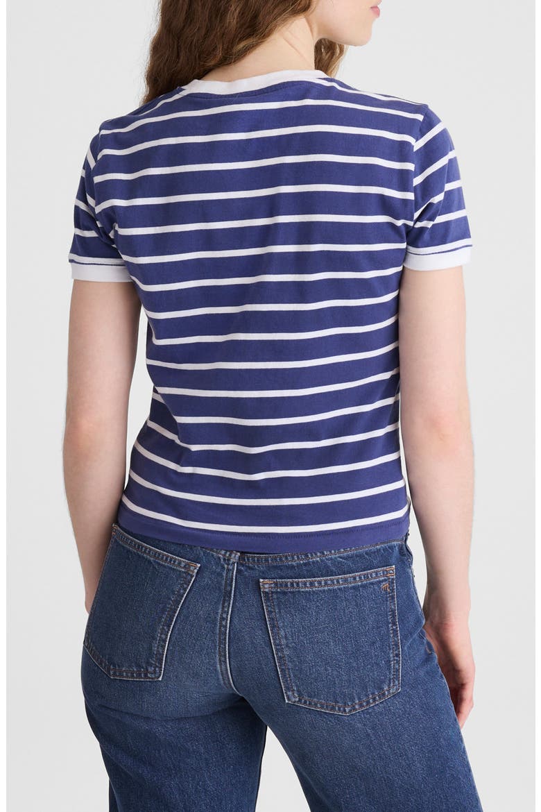Allday Stripe Crewneck Baby Tee, Alternate, color, COOL NAVY