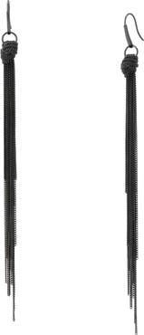 AllSaints Noir Knot Linear Tassel Earrings