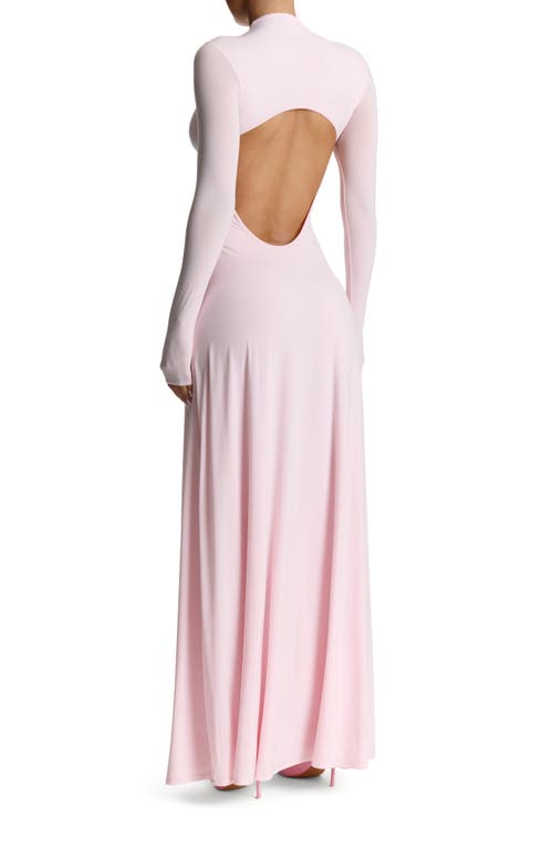 Naked Wardrobe Long Sleeve Open Back Maxi Dress In Pink