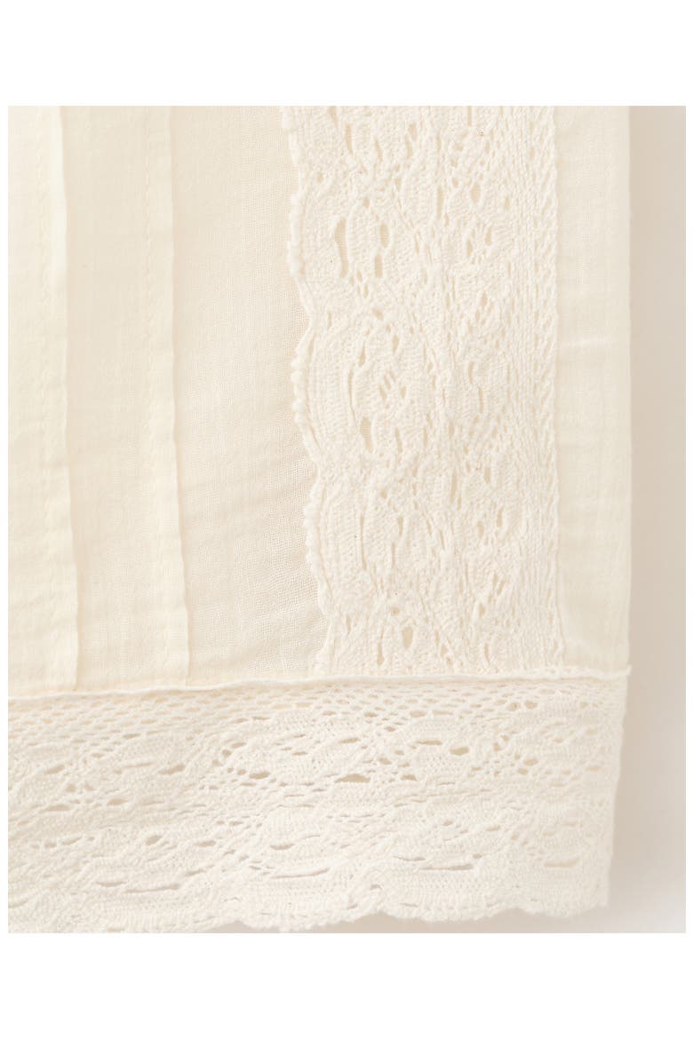 Pintuck Lace Trim Cotton Shirt, Alternate, color, ECRU