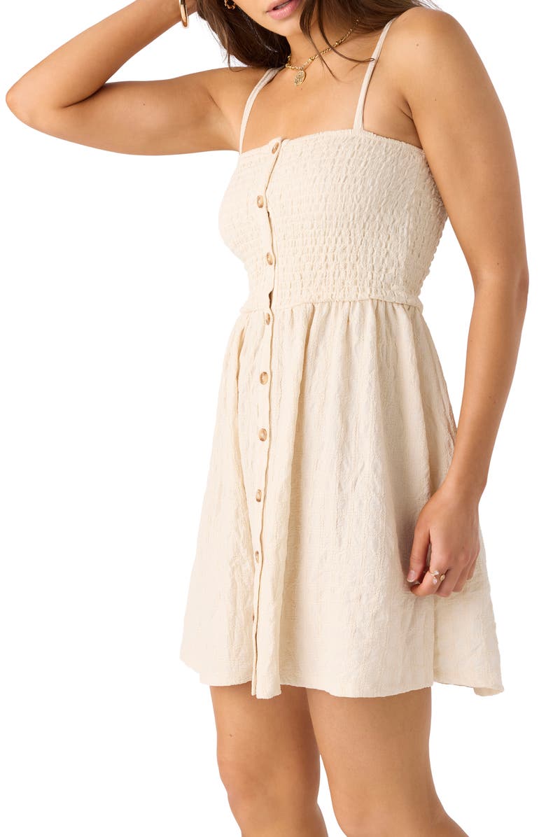 O'Neill Leighton Textured Smocked Button-Up Minidress, Alternate, color, 