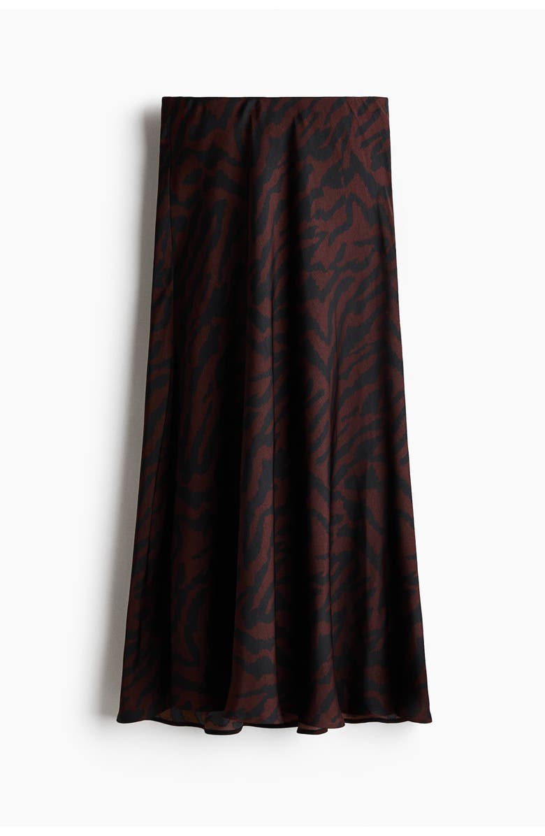 H&M Maxi Slip Skirt, Main, color, Dark Brown/Zebra Print