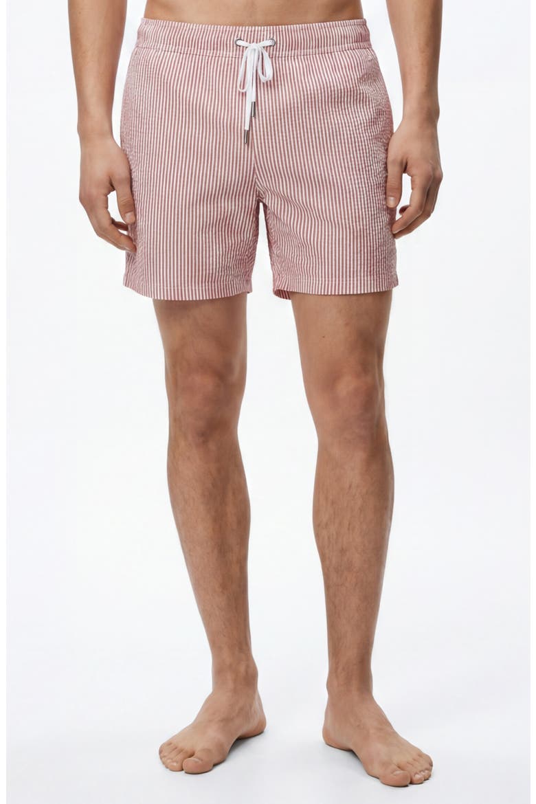 Classic Seersucker Swim Trunks, Alternate, color, CHERRY