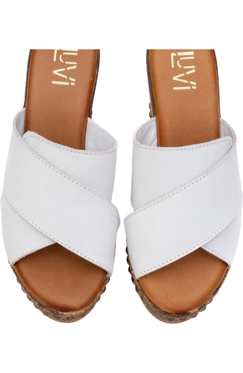 Forever & Always Shoes Lois Wedge Leather Sandal, Alternate, color, White Leather