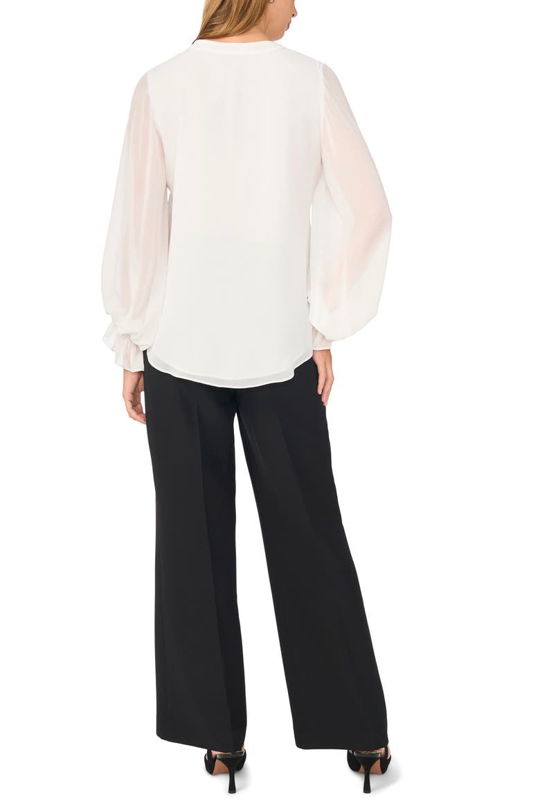 Ruffle Cuff Split Neck Top, Alternate, color, NEW IVORY
