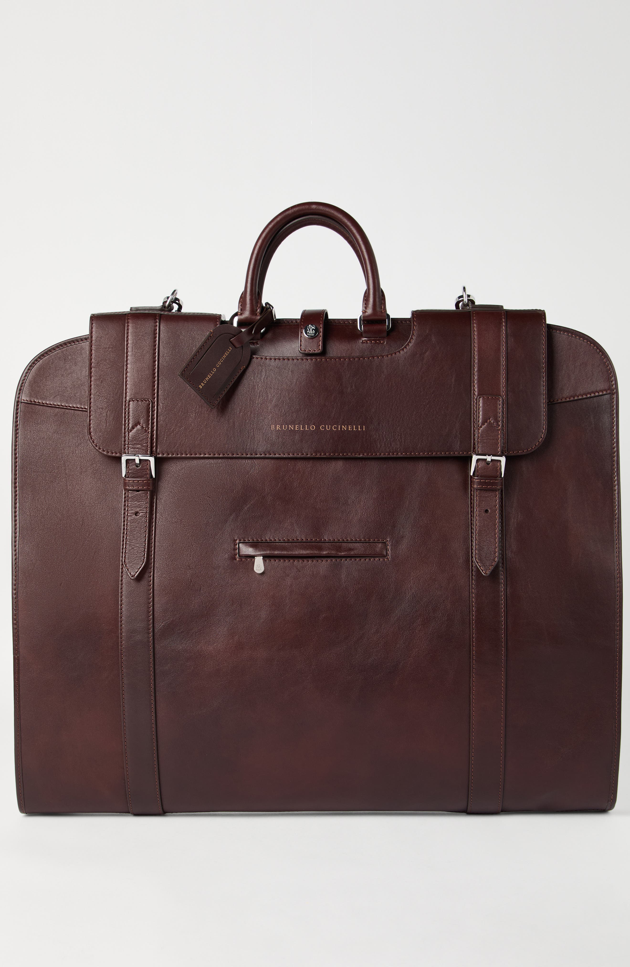 Brunello Cucinelli Calfskin suit carrier, Alternate, color, Burgundy