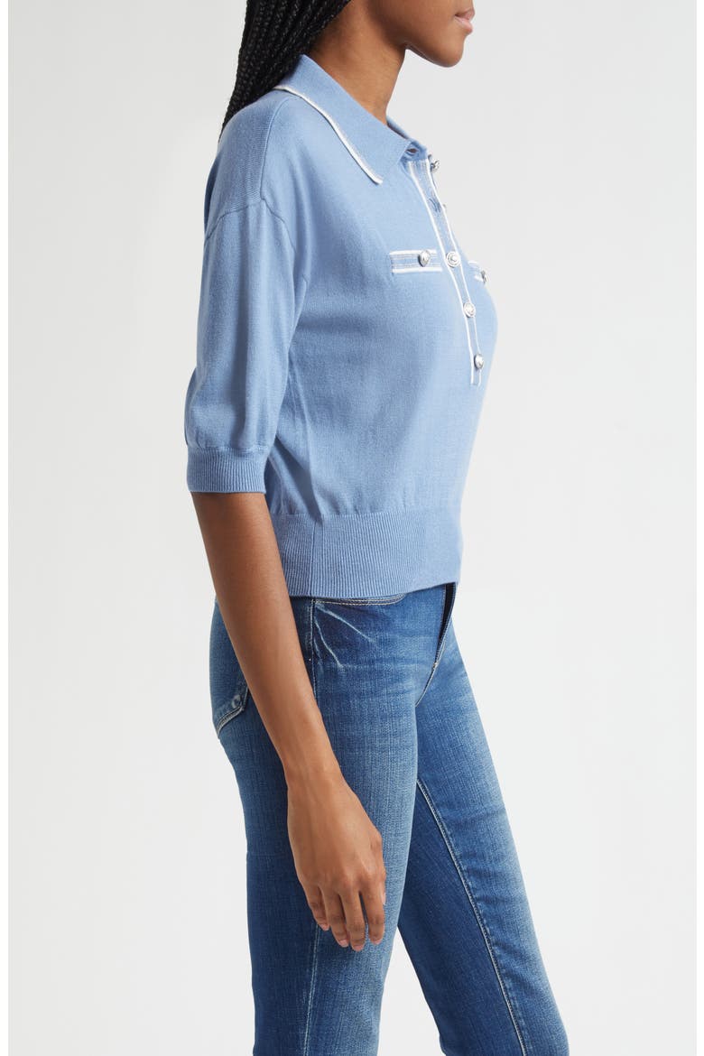 Masaki Polo Sweater, Alternate, color, HARBOR BLUE/ IVORY/ NICKEL