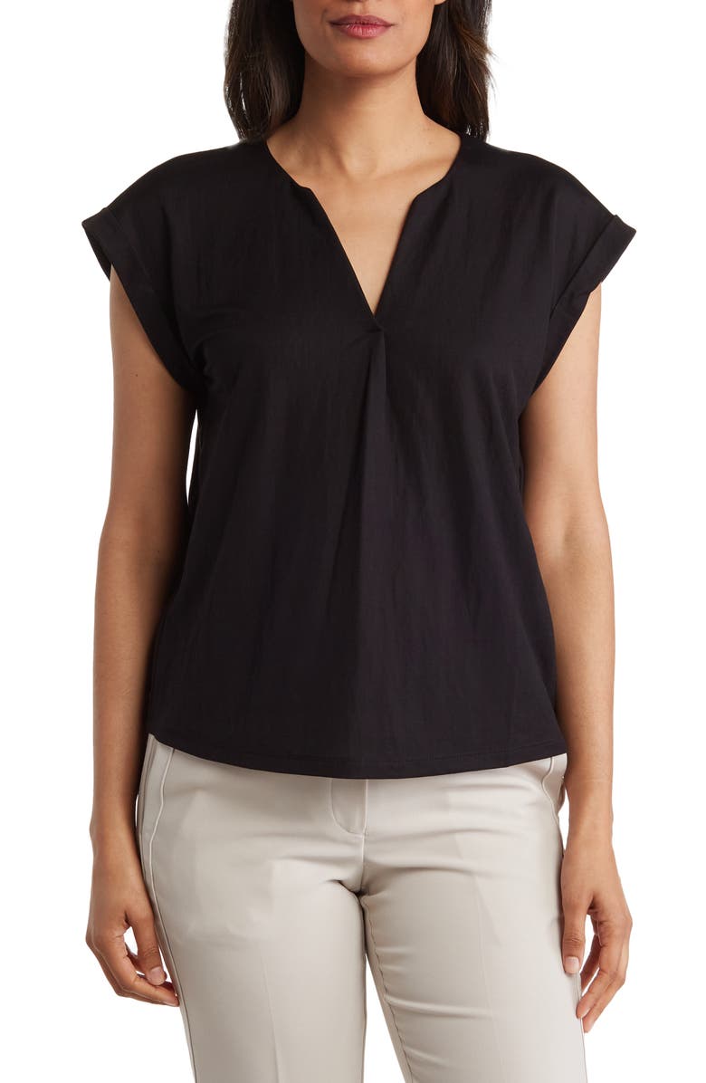 Bobeau Dolman Sleeve Piqué T-Shirt, Main, color, Black