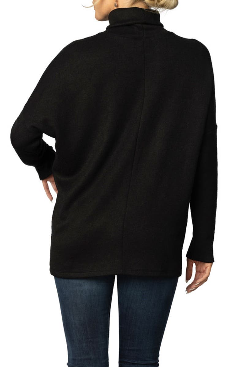 Kiyonna Paris Turtleneck Tunic Sweater, Alternate, color, Black Noir