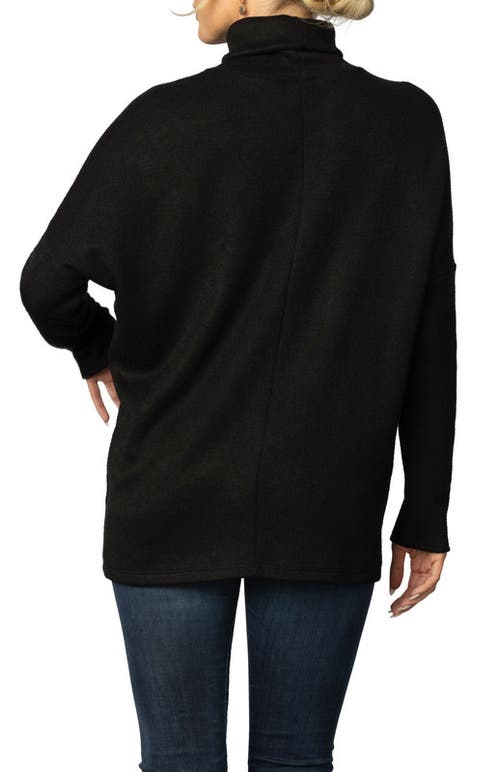 Shop Kiyonna Paris Turtleneck Tunic Sweater In Black Noir