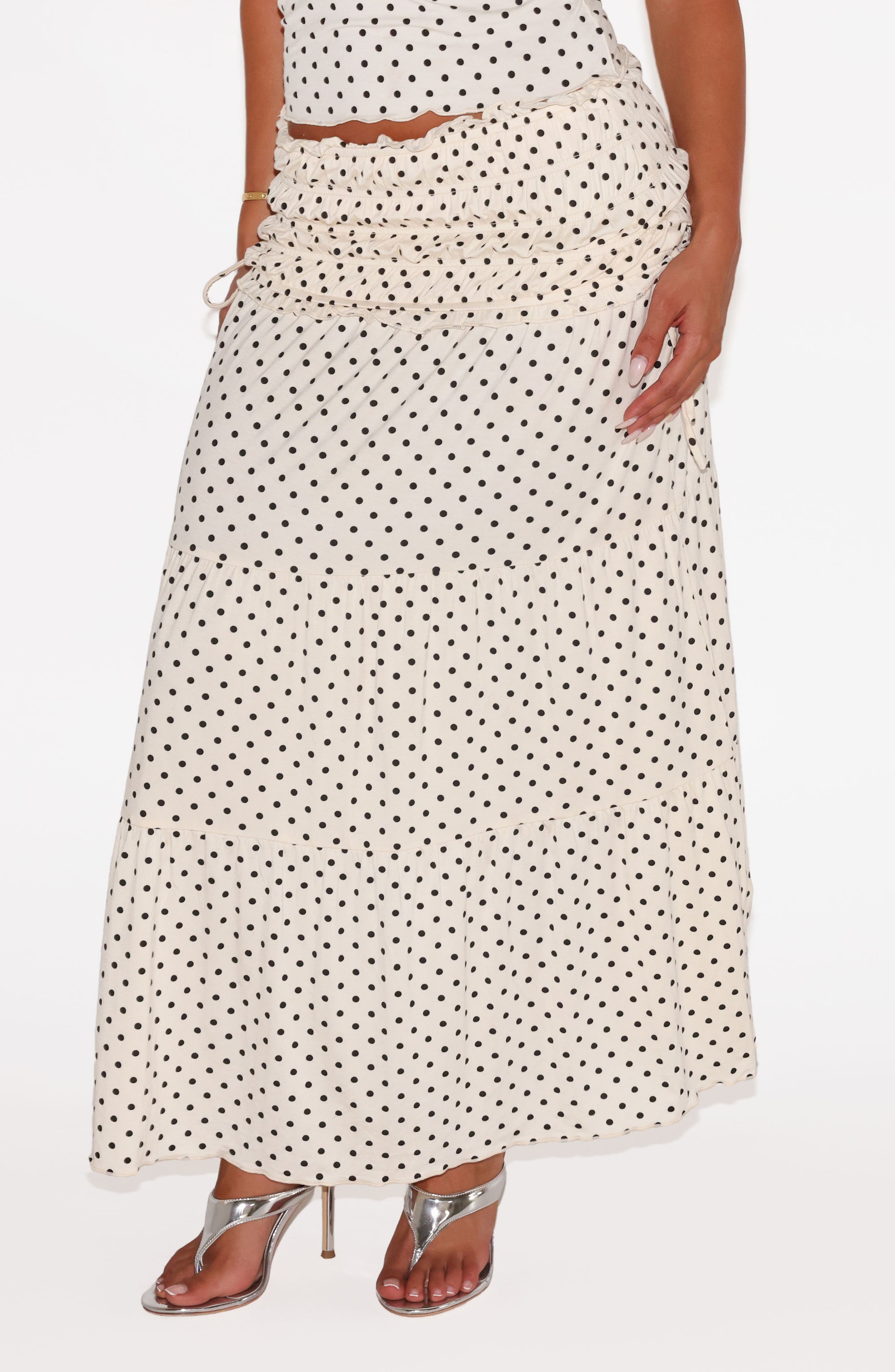 Denali Polka Dot Tiered Maxi Skirt