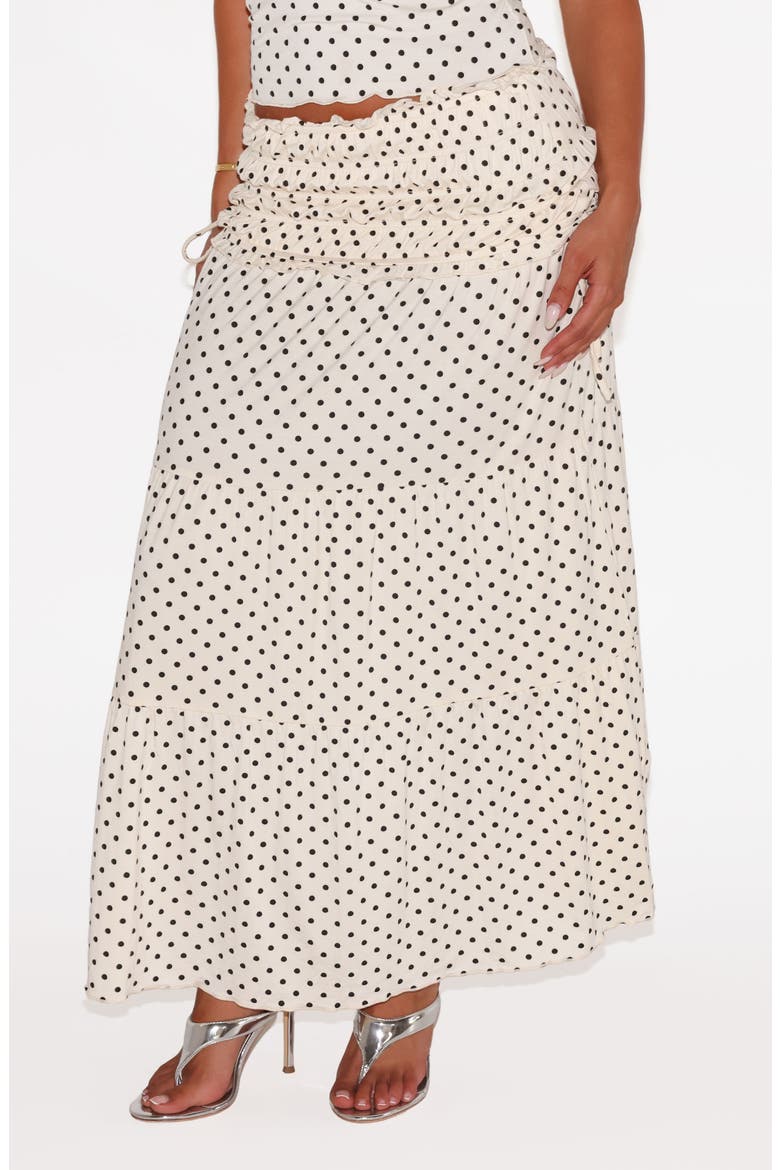 Denali Polka Dot Tiered Maxi Skirt, Main, color, WHITE POLKA DOT