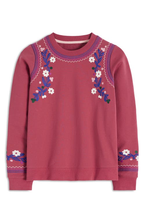 Boden Hannah Embroidered Floral Sweatshirt In Pink
