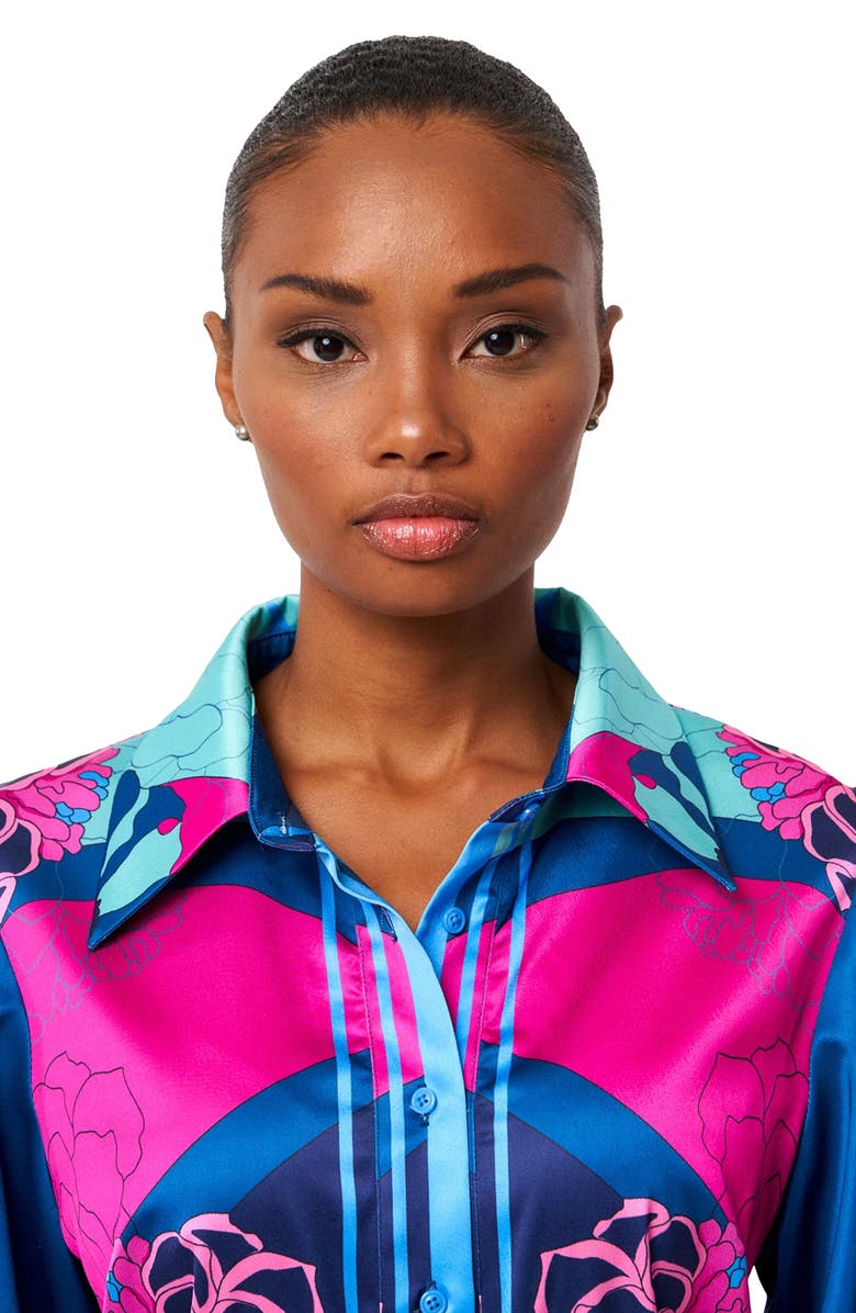 CIEBON Billy Floral Print Long Sleeve Dress, Alternate, color, Navy