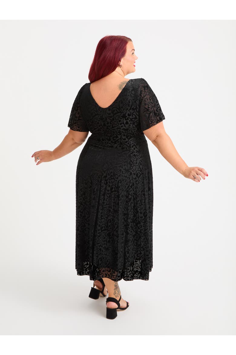 Victoria Midi Dress, Alternate, color, Vintage Black Devore