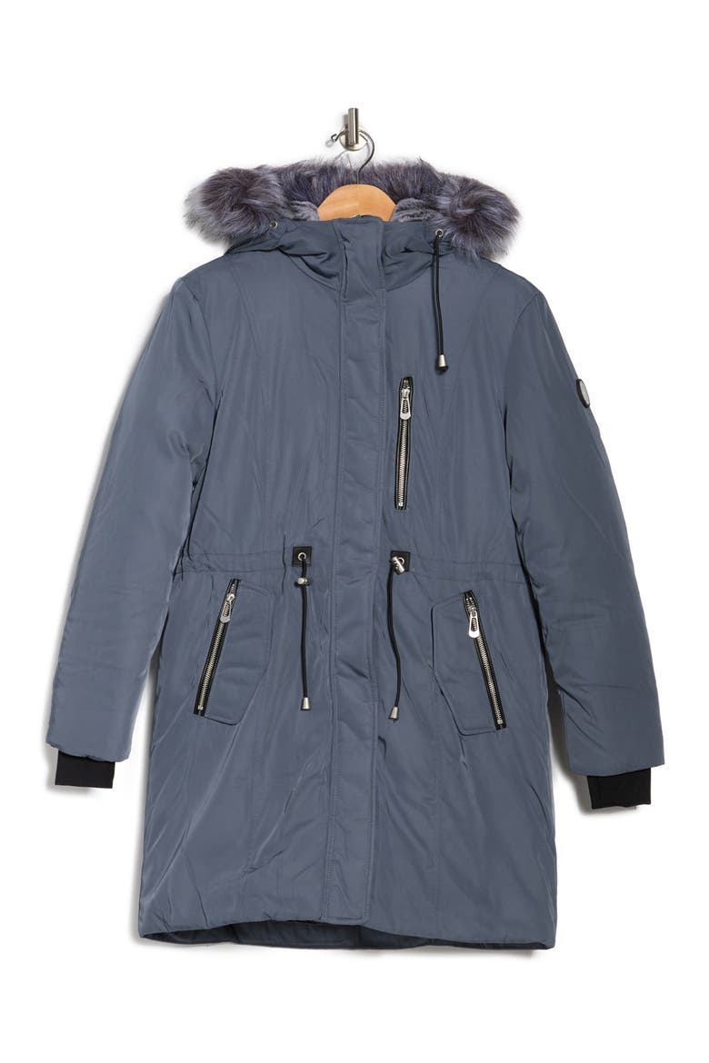 Scarlet Heavyweight Coat With Fuax Fur Hood, Alternate, color, MOONSTONE