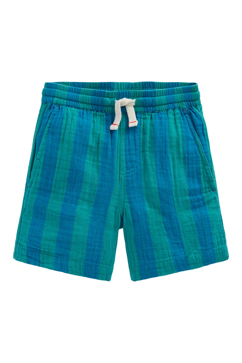 Kids' Double Cloth Cotton Shorts, Main, color, GREEN AND BLUE STRIPE